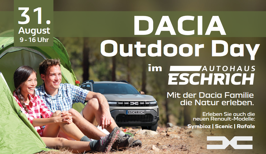 Dacia Outdoor Day am 31.08. von 9-16 Uhr